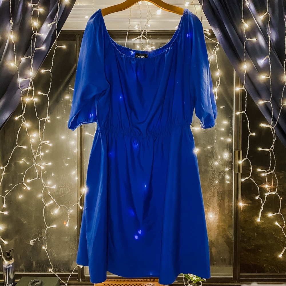 Blue Off-The-Shoulder Dress